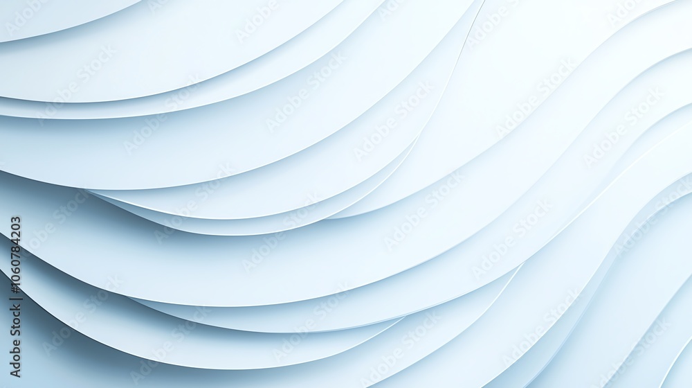 Poster abstract pattern of layered paper with soft curves in soothing blue tones, ideal for modern design a