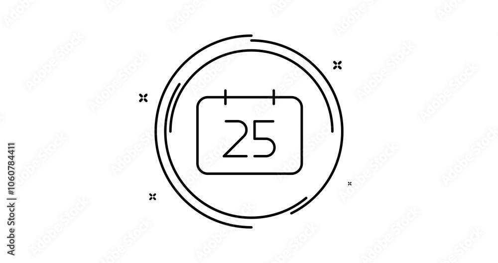 Poster 25 december calendar date 2d animated outline icon. christmas holiday rotation appearance 4k motion 