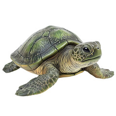 Fototapeta premium Realistic illustration of a turtle with detailed textures on a white isolate background. transparent background
