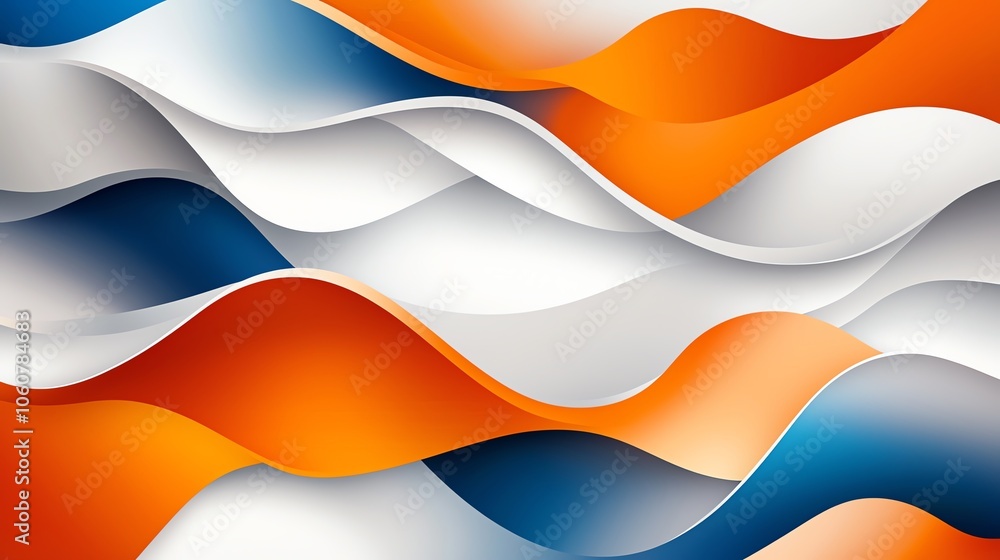 Poster vibrant abstract waves in orange, blue, and white create a dynamic background for various design pro