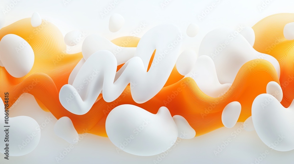 Poster abstract design featuring flowing waves of orange and white, creating a smooth and modern aesthetic 