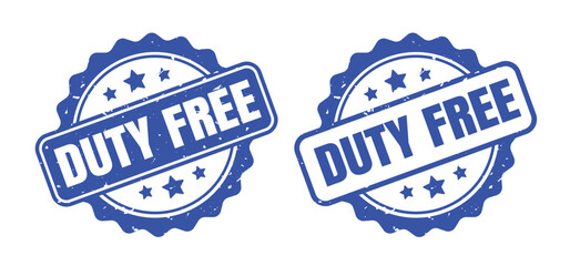 duty free stamp. duty free round sign. label on transparent background