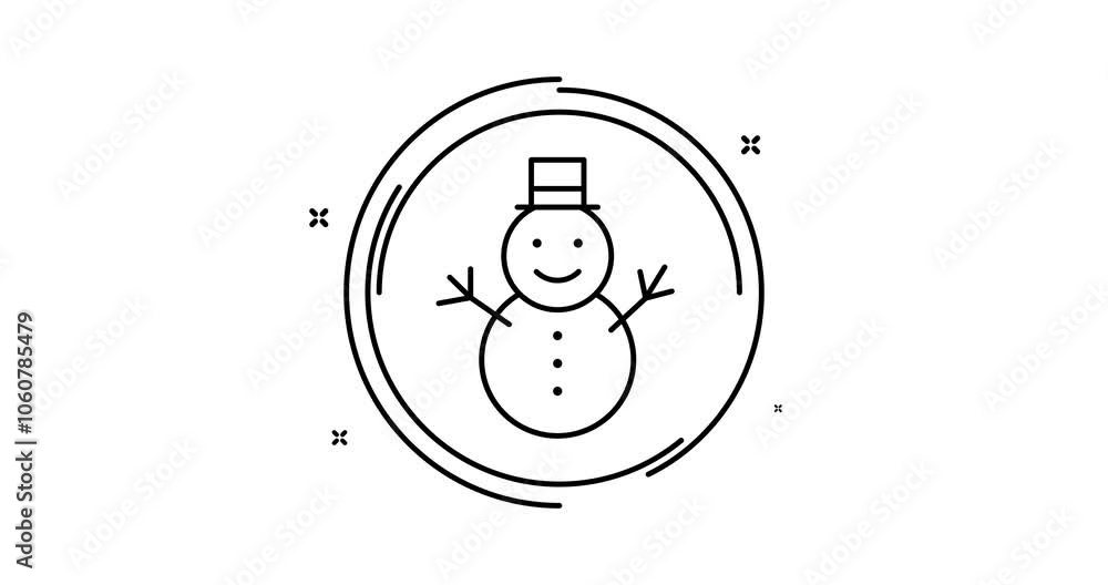 Poster snowman 2d animated outline icon. snowman rotation appearance 4k motion design animation for web, mo