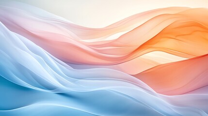 A beautiful abstract background featuring flowing layers of soft colors in serene hues of blue and orange, perfect for artistic designs.