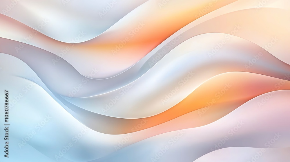 Poster soft, flowing abstract waves in pastel colors creating a soothing and modern background for various 