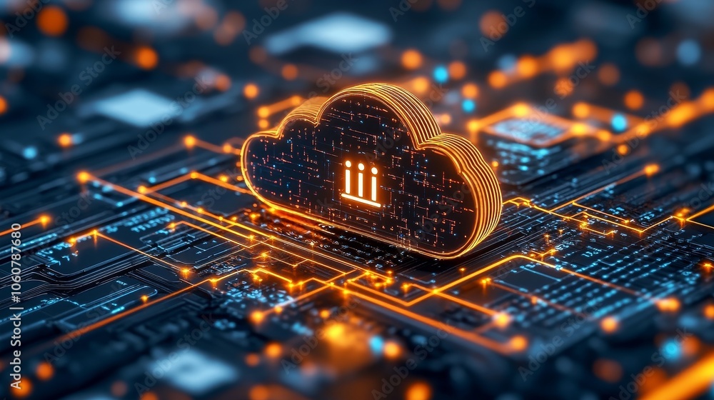 Poster explore how cloud technology transforms digital landscapes with hyperrealistic visualization of data