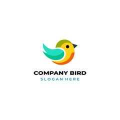 simple colored little bird logo for brand