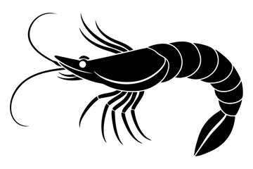 Simple shrimp silhouette vector illustration,shrimp fish silhouette vector illustration.