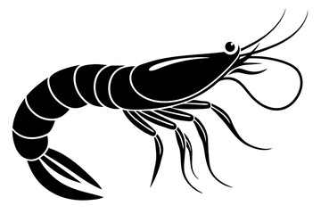 Simple shrimp silhouette vector illustration,shrimp fish silhouette vector illustration.