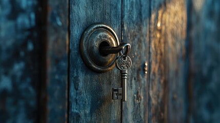 Fototapeta premium Symbol of the house and stick the key in the keyhole.