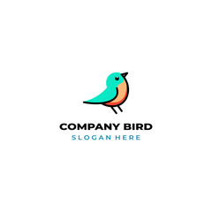 simple colored little bird logo for brand