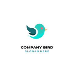 simple colored little bird logo for brand