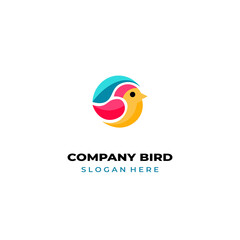 simple colored little bird logo for brand