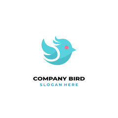 simple colored little bird logo for brand