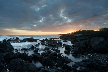 sunset on a rocky shore
