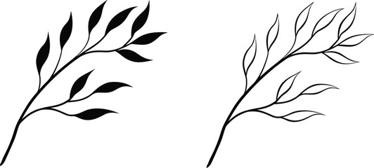 Two Simple Black And White Branch Drawings