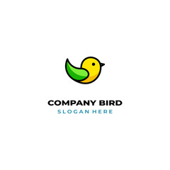simple colored little bird logo for brand