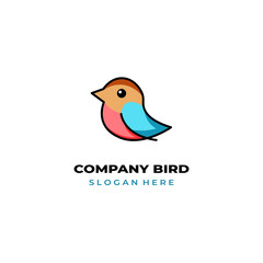 simple colored little bird logo for brand