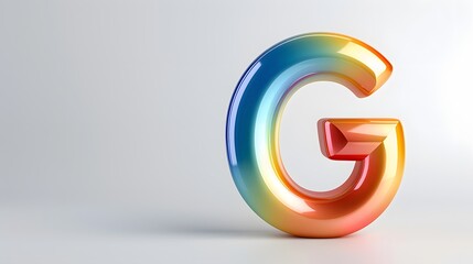 3D Glossy Gradient Letter G Icon in Rainbow Colors
