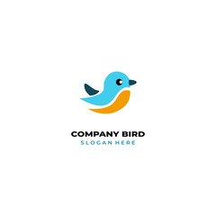 simple colored little bird logo for brand