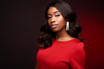 Beautiful African American model, posing in studio.