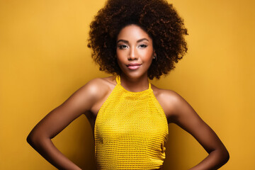 Beautiful African American model, posing in studio.