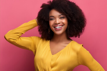 Beautiful African American model, posing in studio.