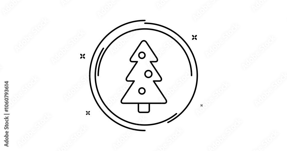 Poster christmas tree 2d animated outline icon. christmas tree rotation appearance 4k motion design animati