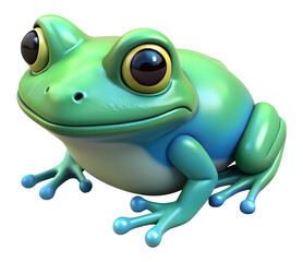 green frog isolated on white, generative Ai