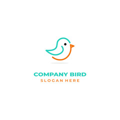 simple colored little bird logo for brand