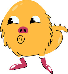 Vector : Yellow Monster Character Style Expression Sticker 