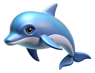 Cute 3D Cartoon Dolphin, generative Ai