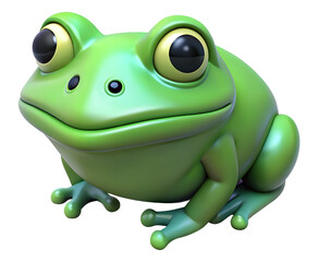 Fototapeta premium 3d cartoon style green frog isolated, generative Ai