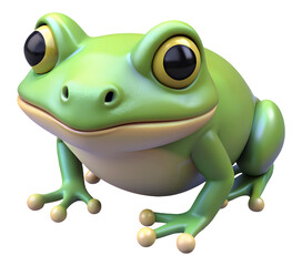 Fototapeta premium 3d green frog isolated on white backgrond generative Ai