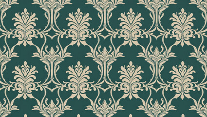 Fototapeta premium Victorian floral wallpaper pattern with intricate, detailed design.