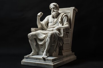 Fototapeta premium Statue a stoic philosopher sitting on a throne thinking, Greek God, 4k