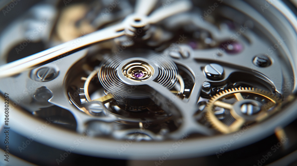 Poster a close-up of a watch's intricate mechanism, showing the gears and springs that make it tick