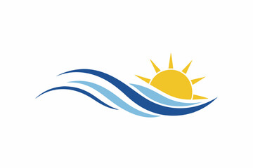 Minimalist Wave and Sun Combo Vector illustration