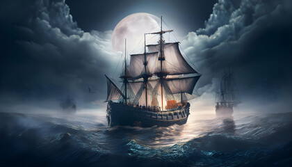 Fototapeta premium ship in the sea