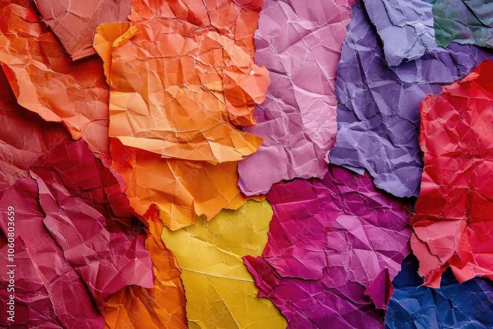 Aufkleber A close-up shot of a bunch of colorful papers, ideal for use in design projects or as a decorative element