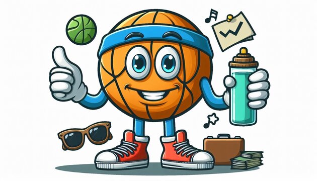 basketball character thumbs up with accessories clip art preview