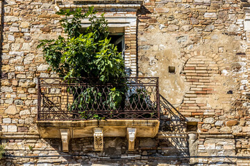 Abandoned ruins of the ghost town of Craco. A city abandoned due to an earthquake in the late 20th century. Province of Matera, Basilicata, Italy