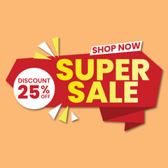 red flat promotion sale banner template vector illustration