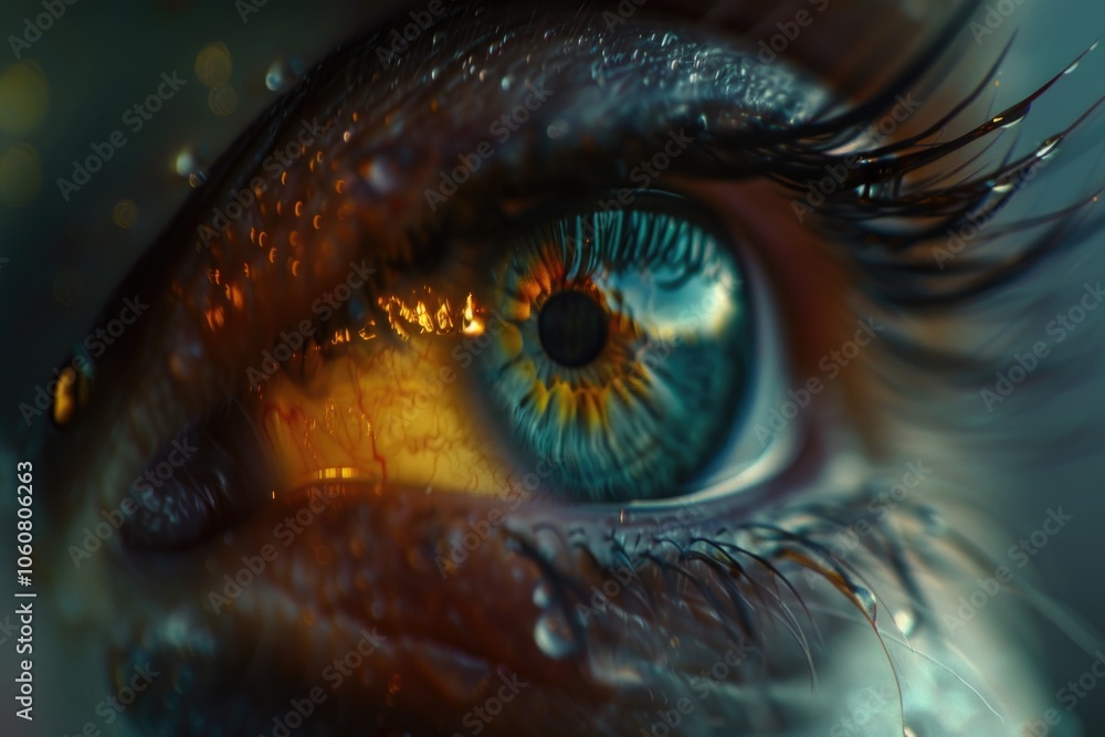 Poster a detailed view of an individual's eye, highlighting the shape and features