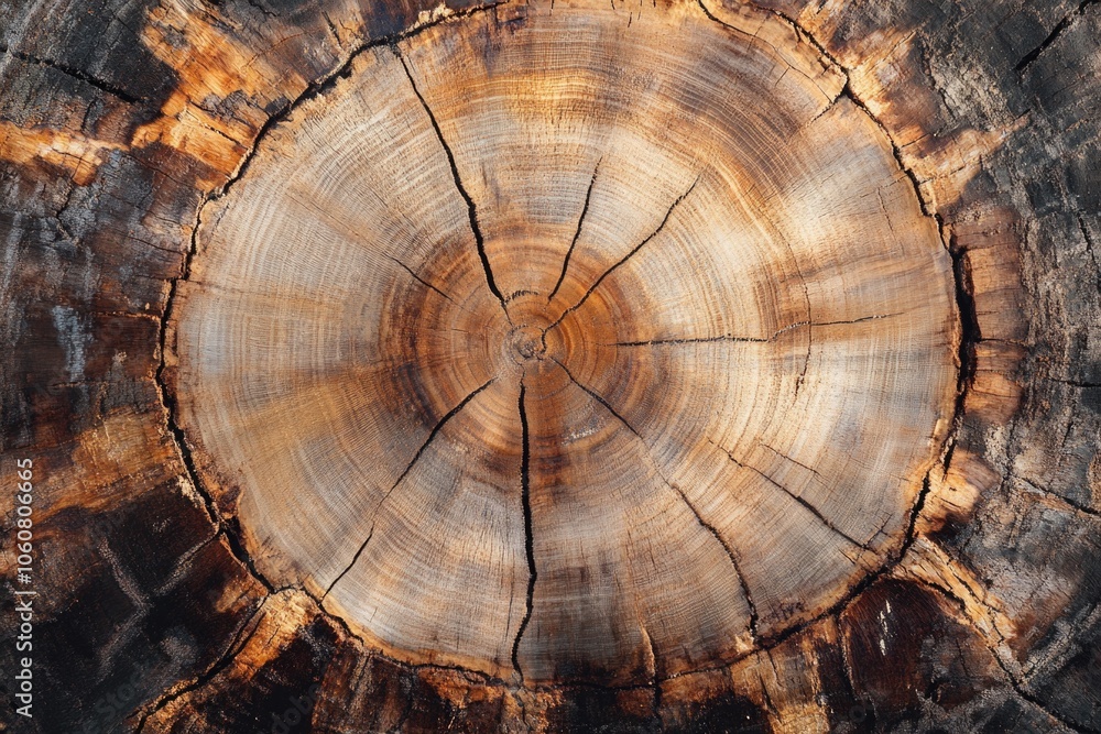 Aufkleber close-up of a tree trunk with a circular cut out, suitable for use in nature or outdoor-themed desig