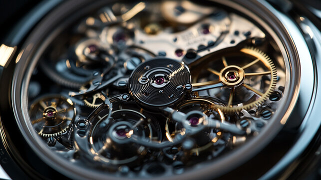 A close-up of a watch's intricate mechanical workings, showcasing the delicate gears and intricate design