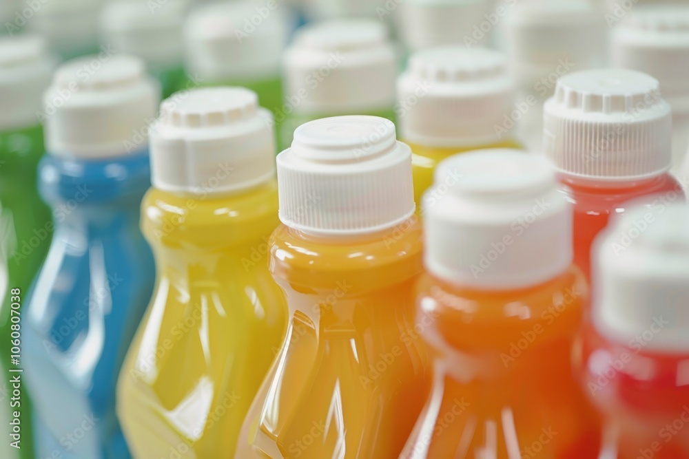 Aufkleber a collection of juice bottles in a close-up shot