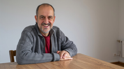 Obraz premium Middle aged man sitting at the table 