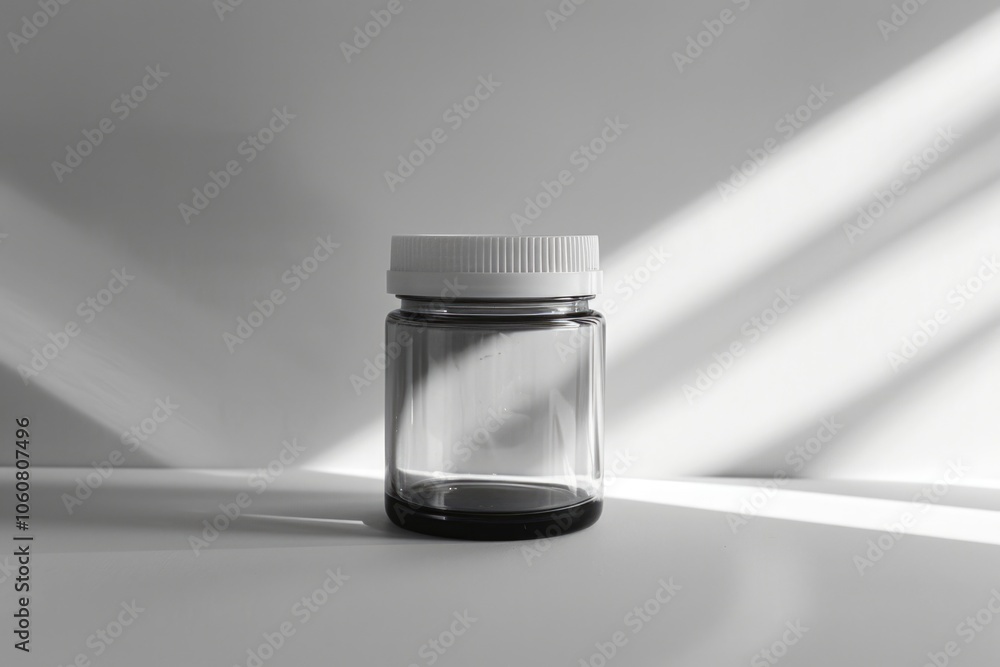 Poster a vintage glass jar with a subtle texture and soft lighting