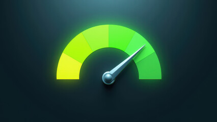 A digital gauge with a needle and green indicator.